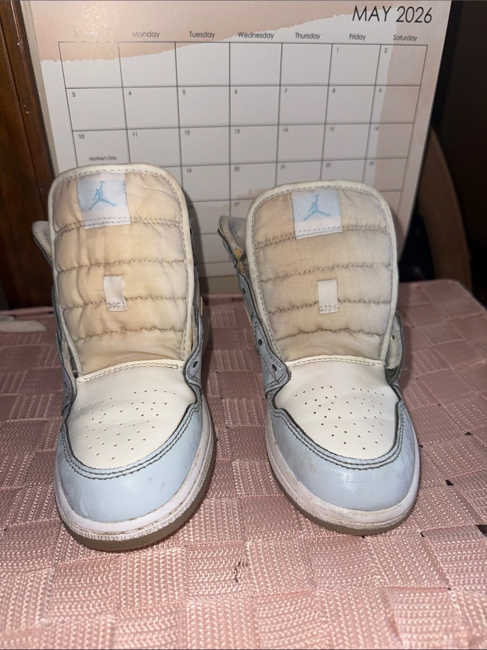 Jordan Baby High-Top Sneakers in White & Light Blue